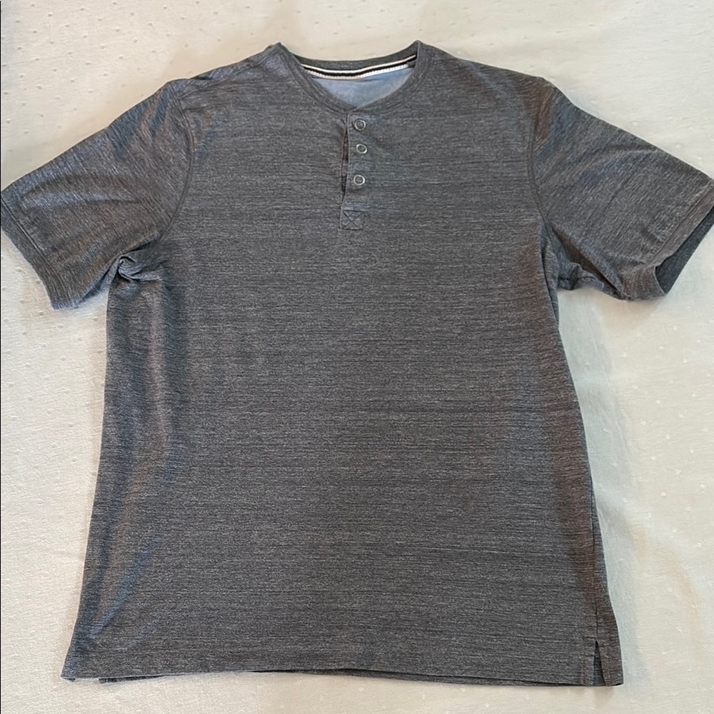 Gray Henley Tee with Textured Fabric